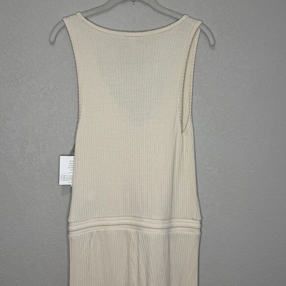 Beyond Yoga Jumpsuit Womens Medium Ivory Ribbed V-Neck Drawstring Made in USA - Picture 8 of 12